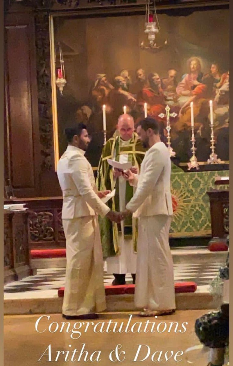 RehanJayawick's tweet photo. And then this happened❤️ 

Congratulations to my dear friend @aritha and his groom Dave. 

These are not the easiest times to live in but moments like this make the heart a little bit more fuller. 

#lka
#Pride2022 https://t.co/tst6oBOxwx