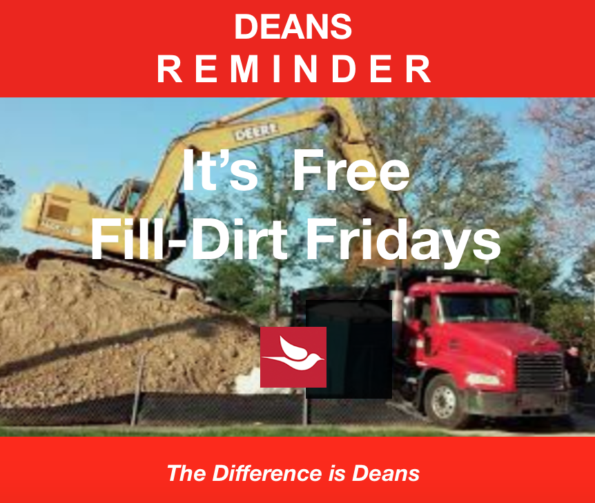 DeanInnovations's tweet photo. JUST A REMINDER that Friday is: FREE FILL DIRT FRIDAYS!

Bring your truck, trailer or anything else you can think of and we will fill it up with our fill-dirt for free! #filldirt #soil #free #mulch #compost https://t.co/MN1wcqQcIt