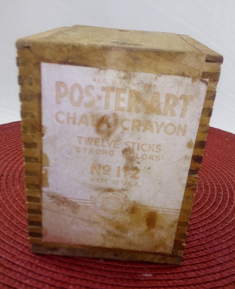 atticesoterica's tweet photo. Vintage Empty Binney And Smith Co Pos-Ter-Art Slide Lid Wood Chalk Crayon Box With Dovetail Joinery, Original Label, Collectible Art Supply https://t.co/3M1qKDlMGL #BestOffer #Curios #Antiques #Etsy #AtticEsoterica #Vintage #Collectibles #CollectibleBox https://t.co/sqK9JA7uao