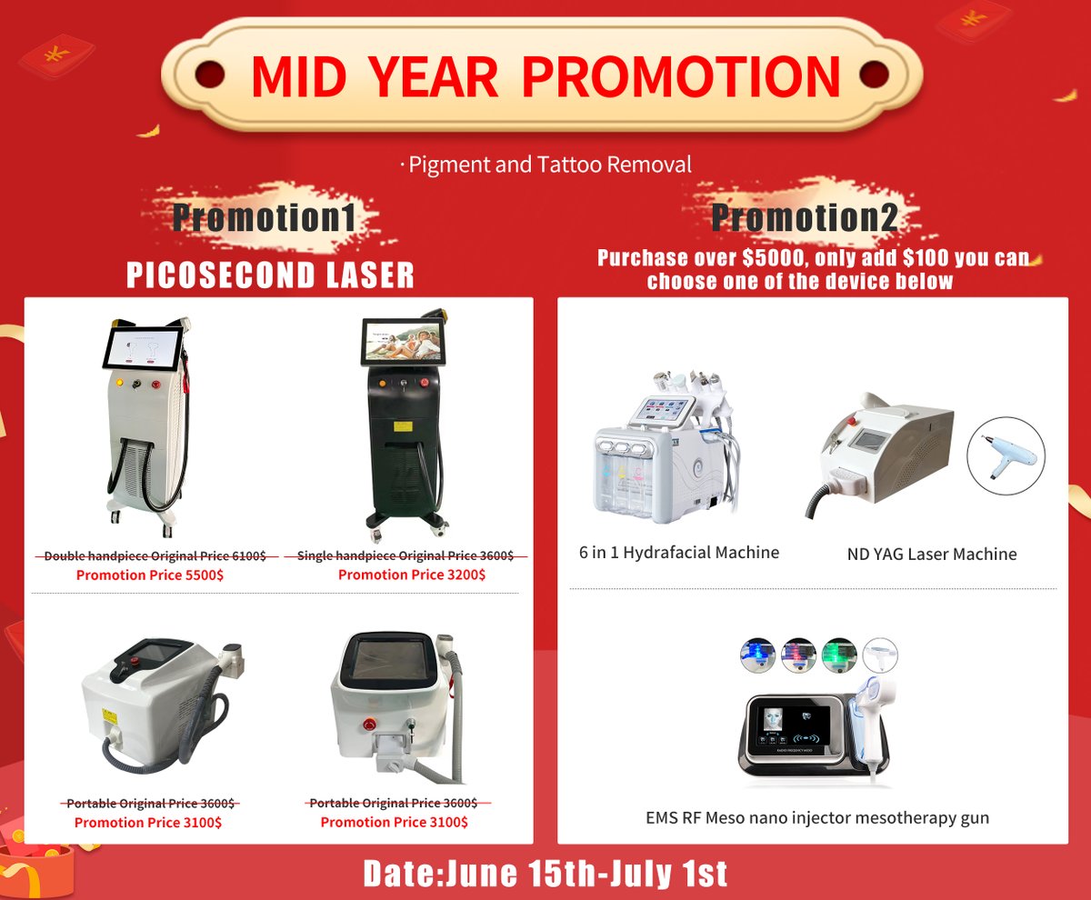 🔥🔥🔥
𝐌𝐈𝐃 𝐘𝐄𝐀𝐑 𝐏𝐑𝐎𝐌𝐎𝐓𝐈𝐎𝐍 !!!
More derails for machine contact WhatsAPP: +8615560176897
.
.
.
.
#808nm #808laser #diodelaser #808diode