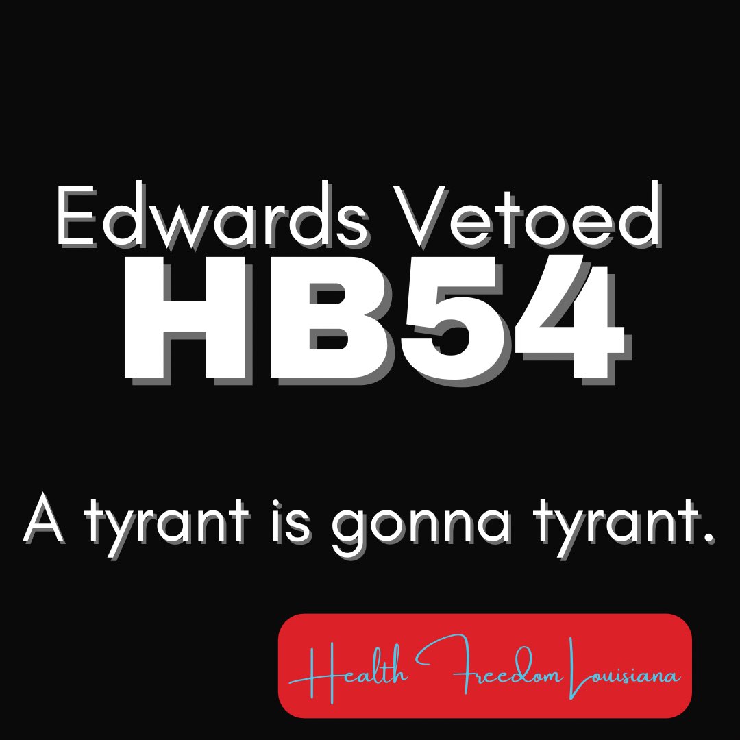 HealthFreedomLA's tweet photo. The only medical mandate protection passed by the Louisiana Legislature has been vetoed by the #TinyTyrant. 🤬

I shared my thoughts in our latest substack. Get ready to #bebraver. 

Take a look: https://t.co/vBfrvXnvr7 https://t.co/bMJLKByG0e
