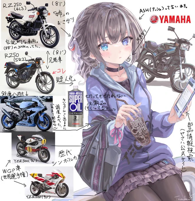 この絵の元ネタ設定をいろいろ綴りますキャラそのものはお嬢様でお忍びで外に出てるというシチュエーションでした#Yamaha 