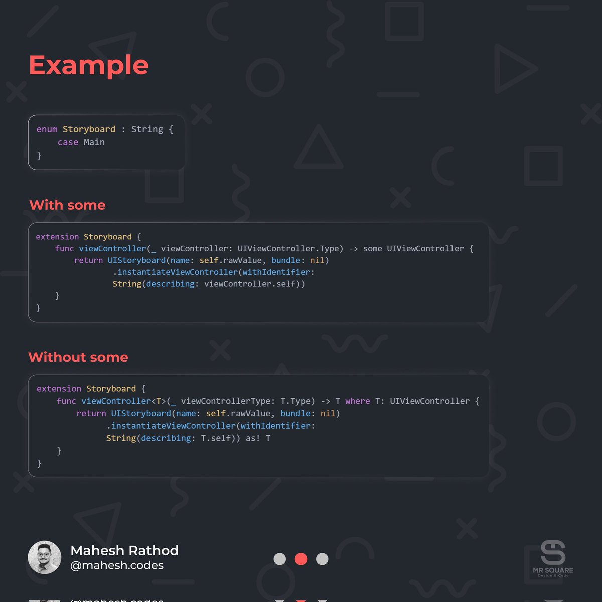 _mahesh_rathod_'s tweet image. Instantiate view controller using some keyword.
#swiftprogramminglanguage #swiftdeveloper #iosdevelopment #iosdeveloper #swiftlang #swift5 #nativeappdevelopment #ios #softwareengineer #developer #coding #coder #coding #codinglife