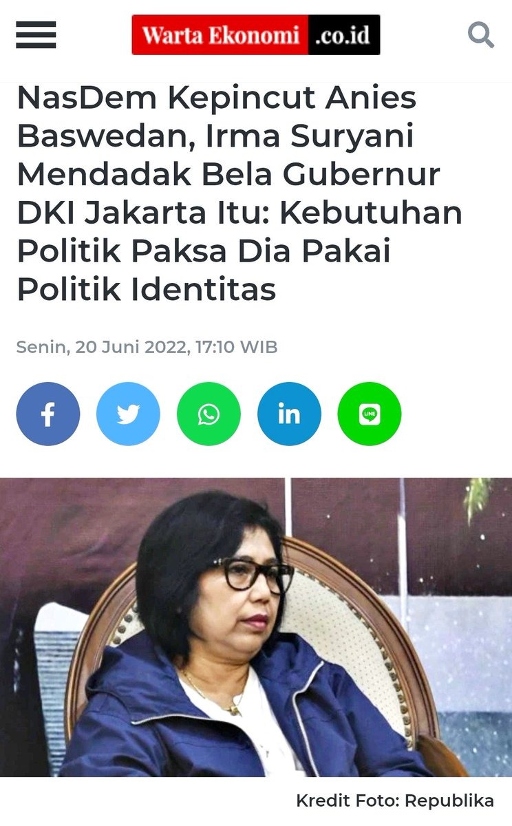 Restorasi Nasdem membela <a href="/aniesbaswedan/">Anies Rasyid Baswedan</a> tokoh politik identitas..