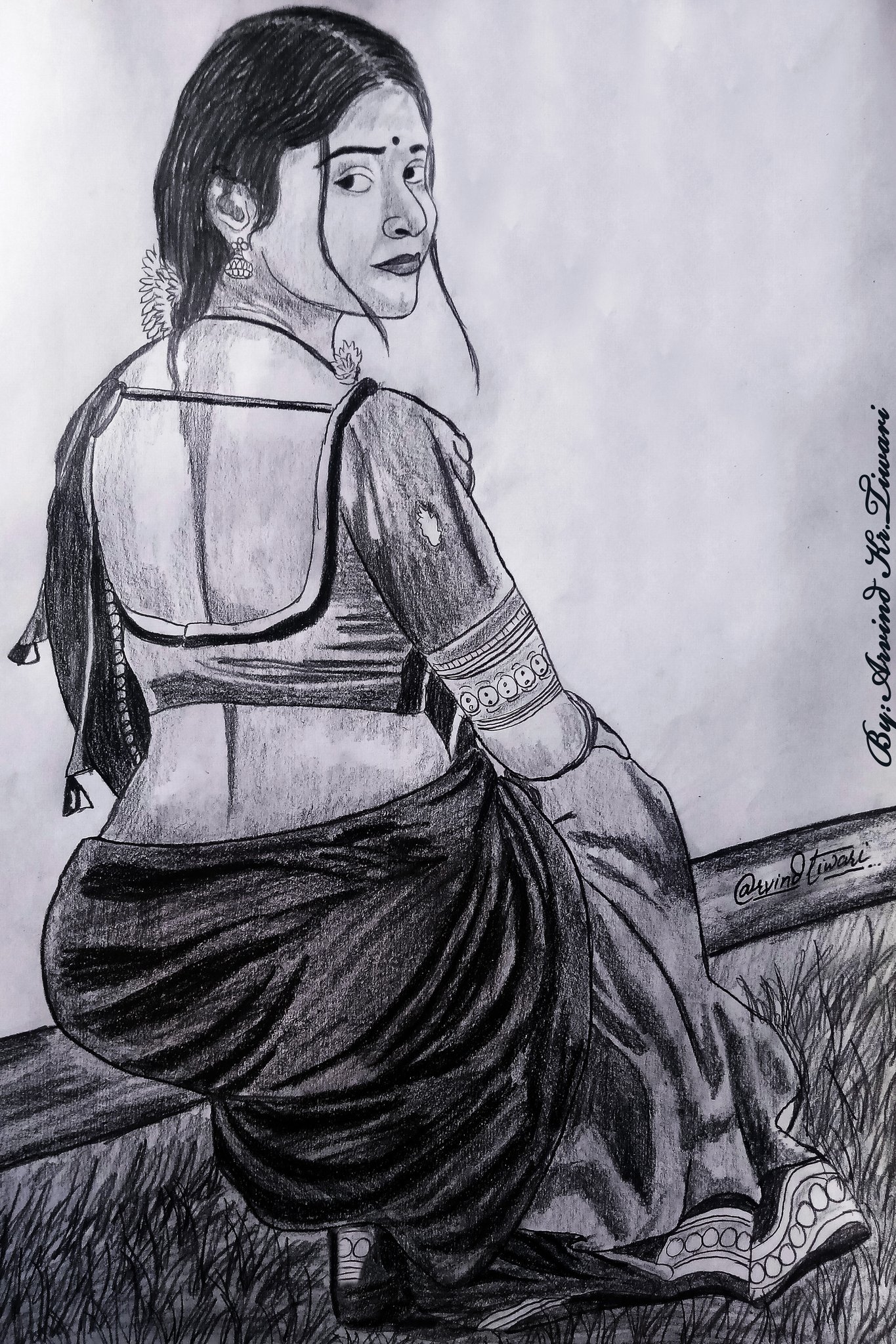 Odissi dancer #1 - Indian Art (21 x 30 cms) - International Indian Folk Art  Gallery