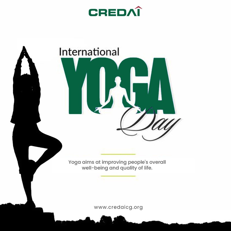 CredaiC's tweet photo. This International Day of Yoga, let's make an effort to practice Yoga daily to bring balance into our lives by reconnecting and rejuvenating our body, mind, and soul.

#InternationalYogaDay #YogaDay #YogaDay2022 #Health #Yoga #YogaEveryDay #Credai #Raipur https://t.co/K65GA4phQg