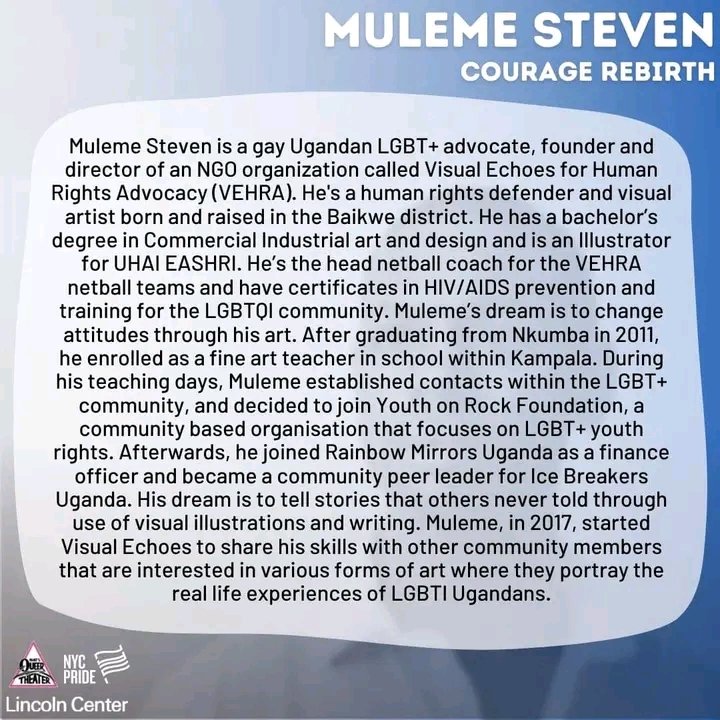 visual_for's tweet photo. Don't miss today's staged reading of Courage Rebirth by Muleme Steven at Lincoln center in New York.
#  VEHRA using Art to change mindsets and break prejudices. https://t.co/JOQPZTFw9k