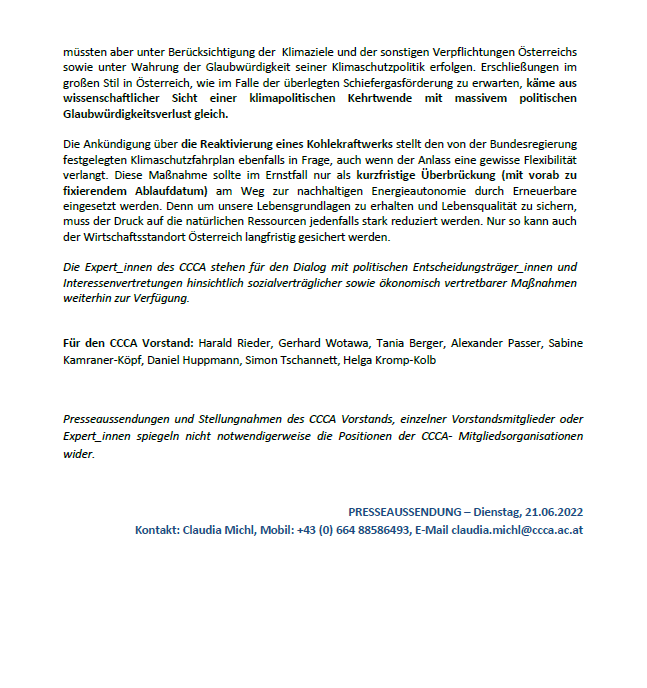 CCCA-Presseaussendung: Pläne der Schiefergas- Gewinnung durch „Fracking“ sowie Reaktivierung eines Kohlekraftwerks in Österreich aus Klimasicht nicht vertretbar! 👇🏗️

👉 ccca.ac.at/fileadmin/00_D…