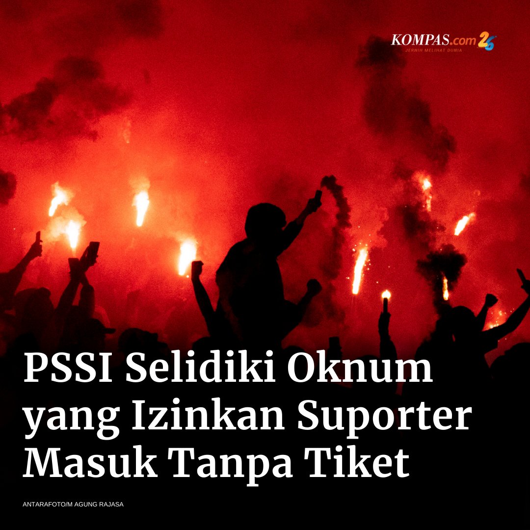 kompascom's tweet photo. Investigasi PSSI Dimulai, Termasuk Selidiki Oknum yang Izinkan Suporter Masuk Tanpa Tiket. * #PSSI #Investigasi #Bobotoh #Persib #Persebaya #Bandung #SepakBola #PialaPresiden #Kompacsom #JernihkanHarapan #JernihBerkomentar
Baca di sini: https://t.co/NLOnWrA1a7 https://t.co/1xiwI5G1Mu