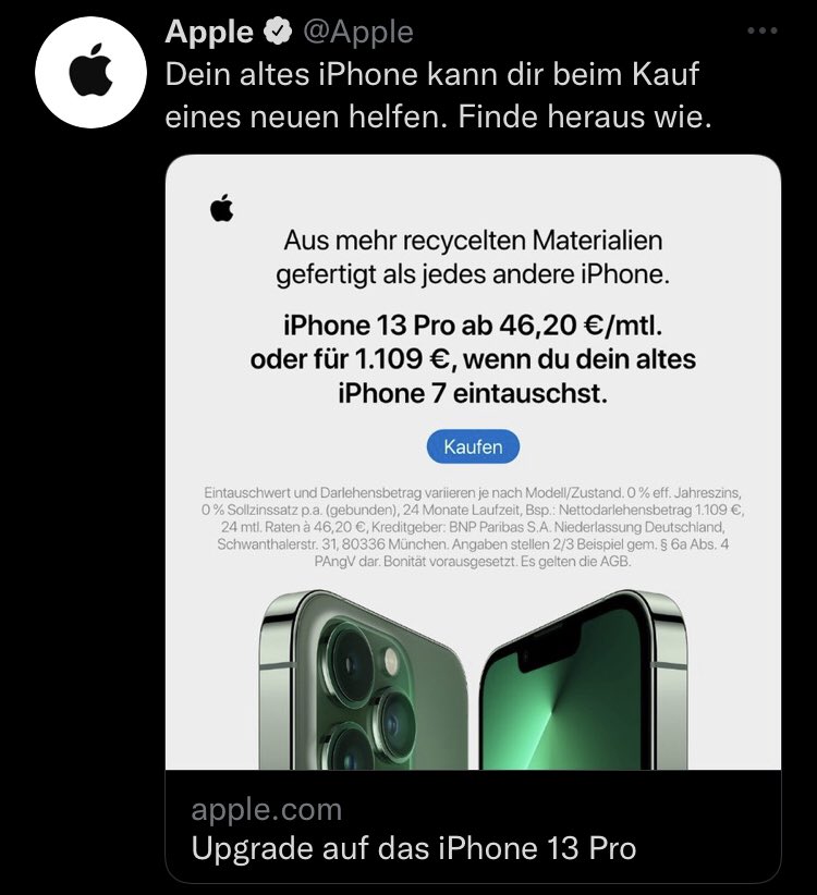 seccosoziale's tweet photo. wie nur 1.109€ wenn ich mein altes iphone einreiche, schnäppchen https://t.co/QIkJuf2Ecy