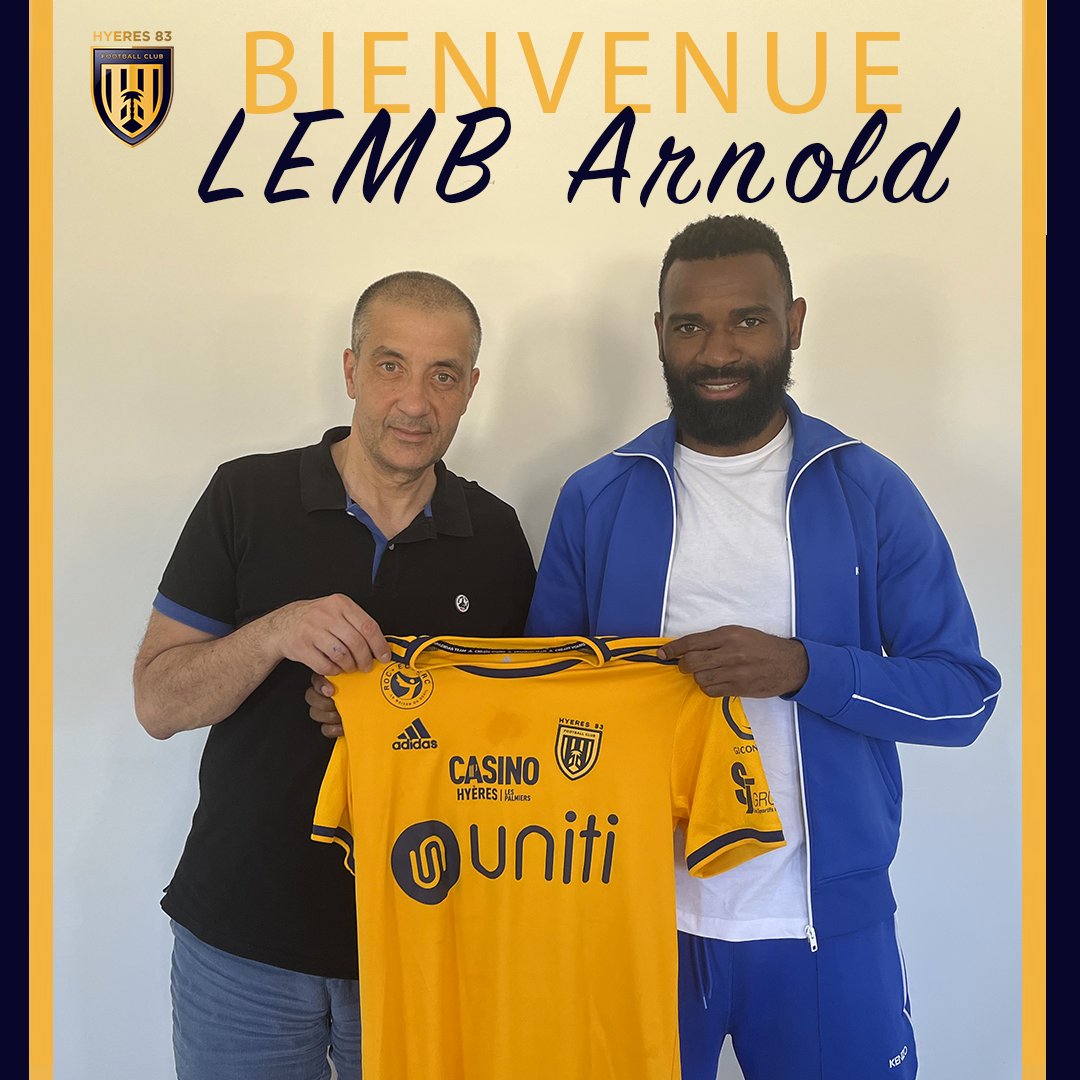 🚨 Arrivée d’Arnold LEMB ! 🚨

  Le club a l’honneur d’annoncer l’arrivée d’Arnold LEMB, attaquant de 32 ans, qui arrive en provenance de GOAL FC !   Après être passé par Bourg-en-Bresse, Villefranche ou encore Epinal, Arnold s’engage avec le Hyères FC pour la saison 22/23 !