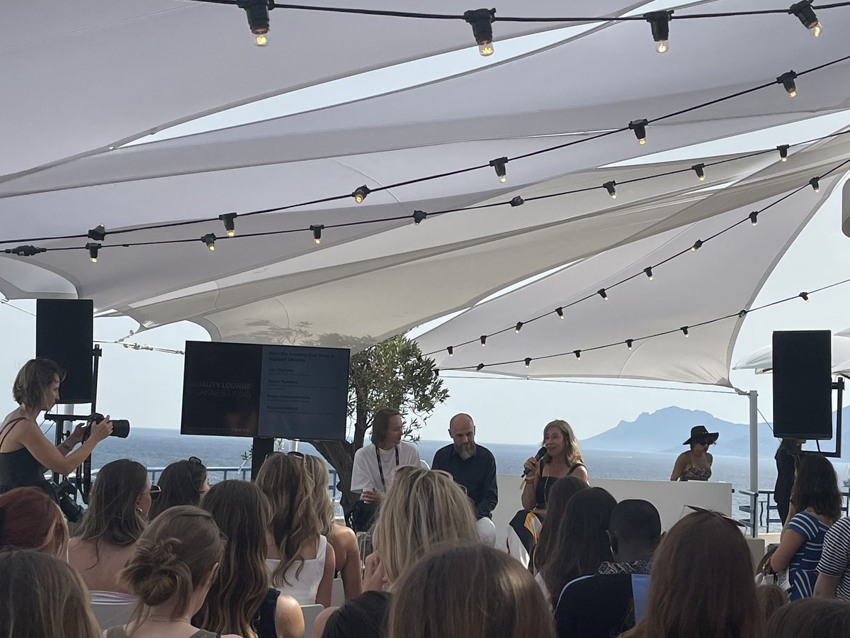 jeanfoster's tweet photo. Important conversation. How the media / ad industry  can support Ukraine  🇺🇦 . @femalequotient #CannesLions https://t.co/VJQ3wxuEBc