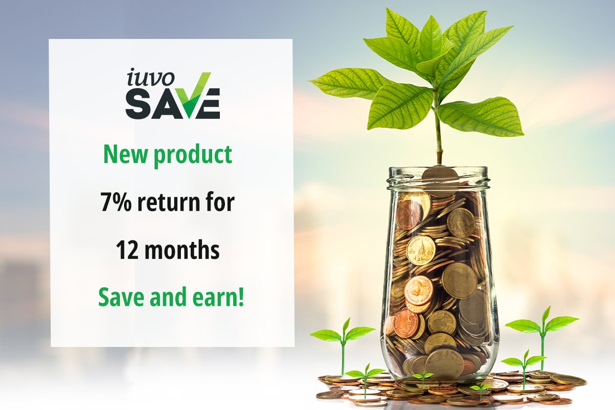 GroupIuvo's tweet photo. New product of iuvoSAVE – 7% fixed interest and 12 months fixed period. Make profit while saving. Learn more here: https://t.co/4pm4mQL507 https://t.co/HmiqTYfmZL