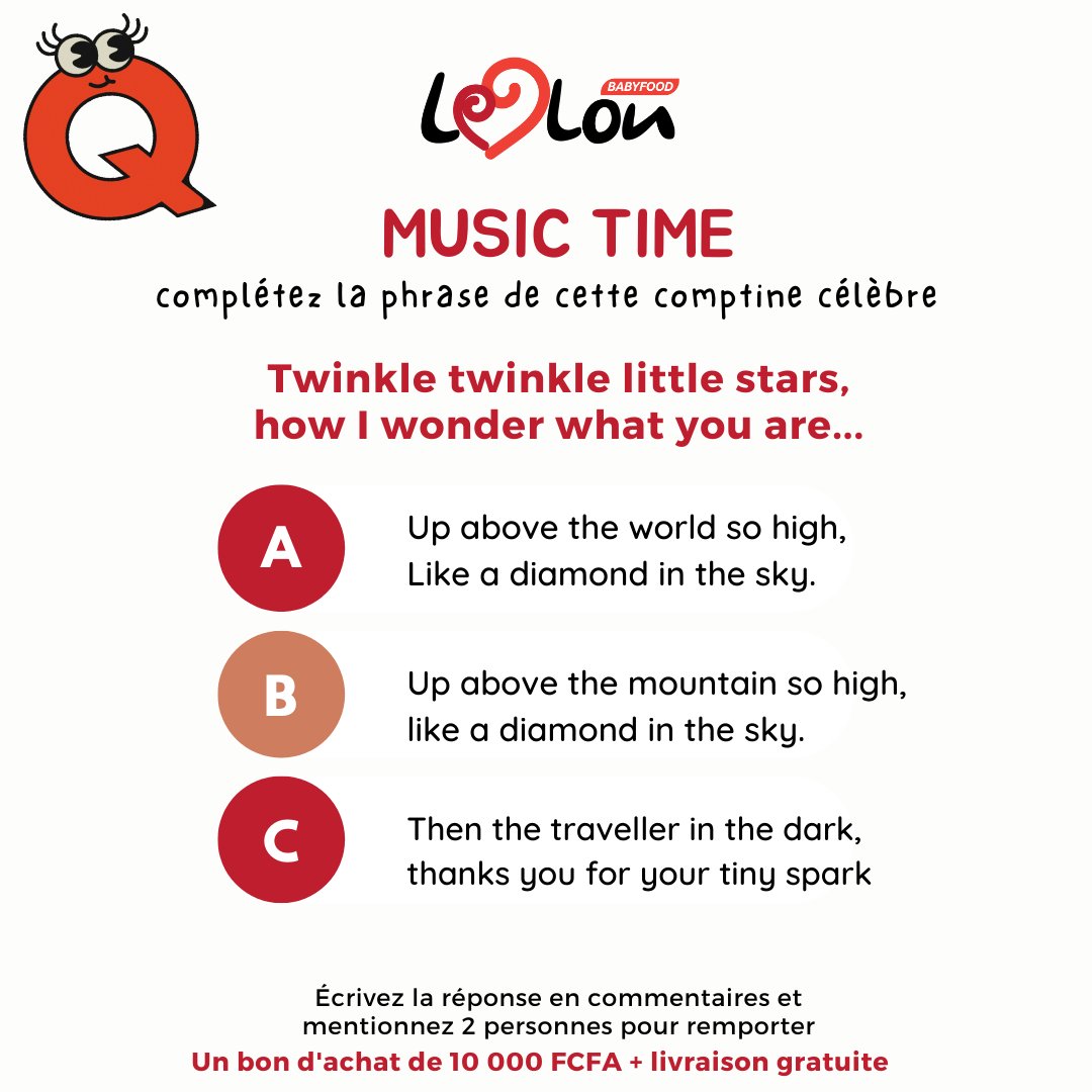 LeelouBabyFood's tweet photo. Leelou Quizz Spécial Fête de la Musique 🎶🎼
#music #fetedelamusique #LeelouBabies #nourrirbébéavecamour #Weekend #Petitspots #Cameroon #BabyFood https://t.co/zE6eBUPy6P