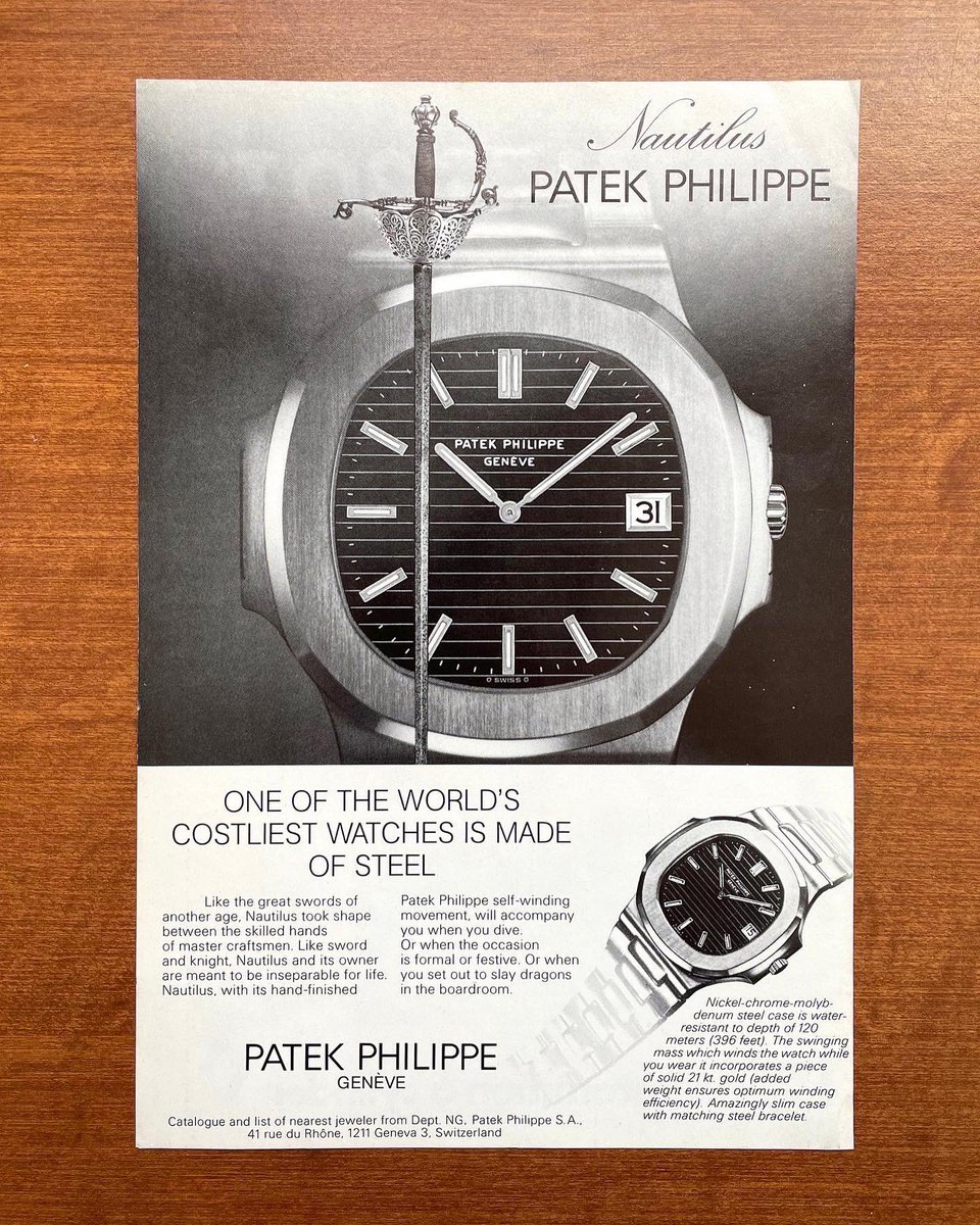TCircleCapital's tweet photo. The Patek Phillipe Nautilus is arguably the most iconic model in the watch market, due to its heavy history. After the Royals Oaks successful launch, Gerald Genta also designed the Nautilus. 30 models later, this watch is seen as the most exclusive model on the market today. https://t.co/4G0oK4Z90o