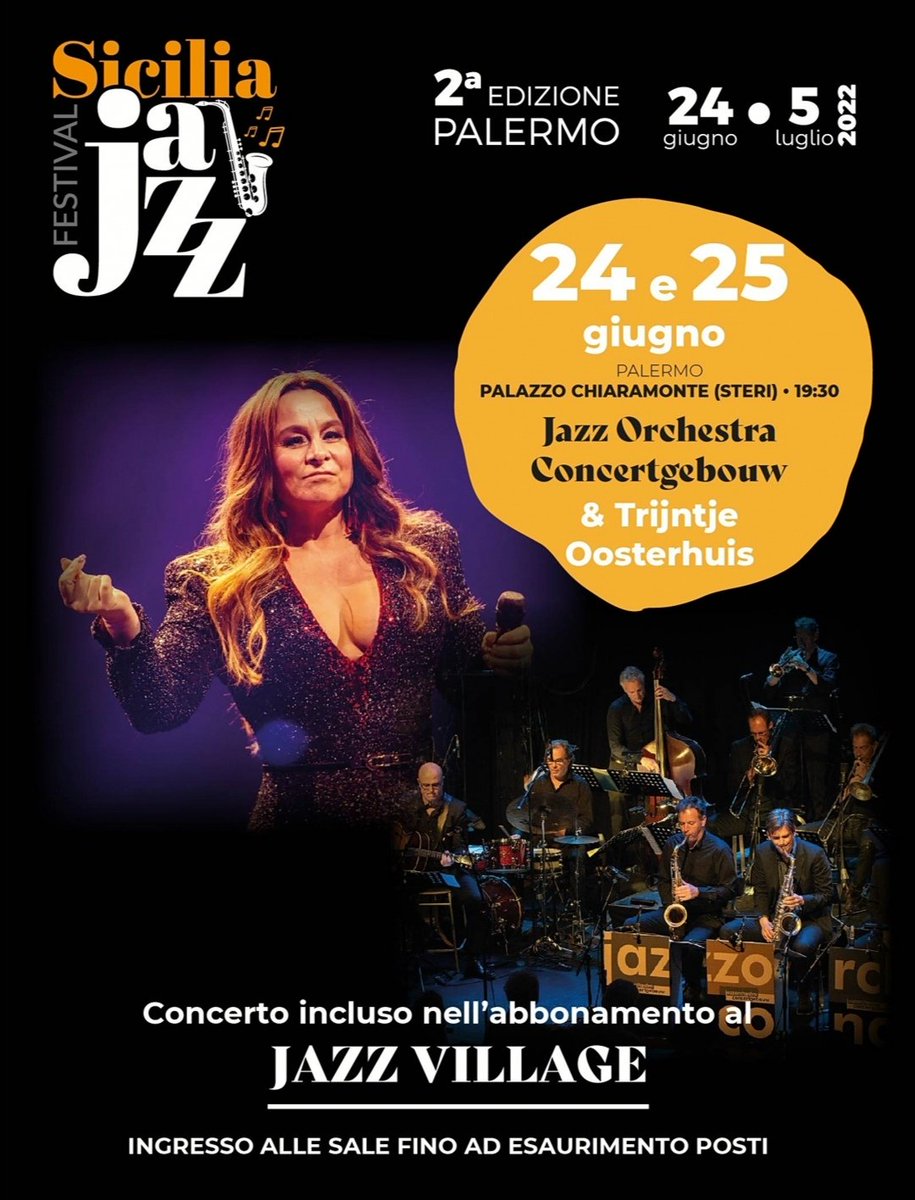 La #JazzOrchestraoftheConcertgebouw nasce sotto la prestigiosa egida dell’Orchestra Reale del Concertgebouw, insieme a Trijntje Oosterhuis inaugurerà il  #JazzVillage. 🔵Acquista su bluetickets.it, App (Brass Group), Punti vendita Brass 🟢Info 0917782860 +39 334 739 1972