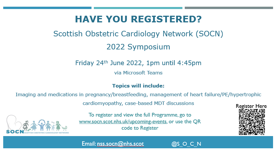 SOCN Annual Symposium.  Have you registered?  Full Programme now available.    socn.scot.nhs.uk/upcoming-events
#CardioObstetrics