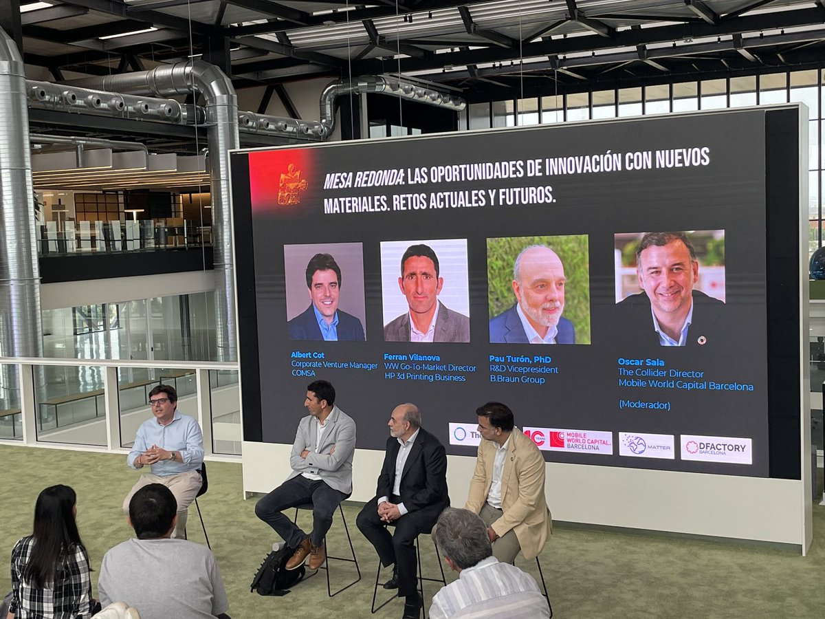 TheCollider_MWC's tweet photo. Starts the round table 👉 Innovation opportunities with #FrontierMaterials in the #health, #construction, #industry and #food.

📌 @TheCollider_MWC director, @osalap moderates the chat between @bbraun_com, @comsa_corp and @HPEspana. https://t.co/02x0u396jf