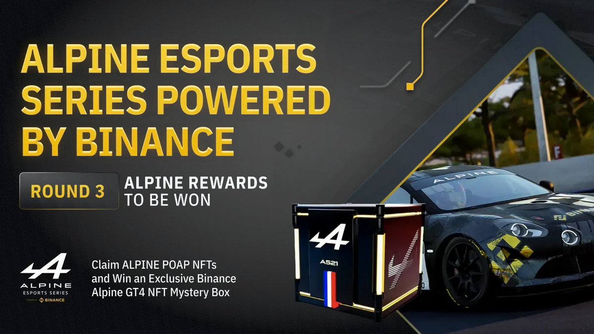 🎉 LAST ROUND for <a href="/AlpineF1Team/">BWT Alpine Formula One Team</a> Esports Championship! 

🔸Watch the <a href="/AlpineRacing/">Alpine Racing</a> Live Stream
🔸Scan QR code
🔸Claim Alpine GT4 Bonnet &amp; Door POAP NFTs
🔸Unlock Alpine GT4 NFT Mystery Box
🔸Collect other Alpine rewards

⏰ 23 June, 6.30pm UTC

More ➡️ bit.ly/3QstCEM