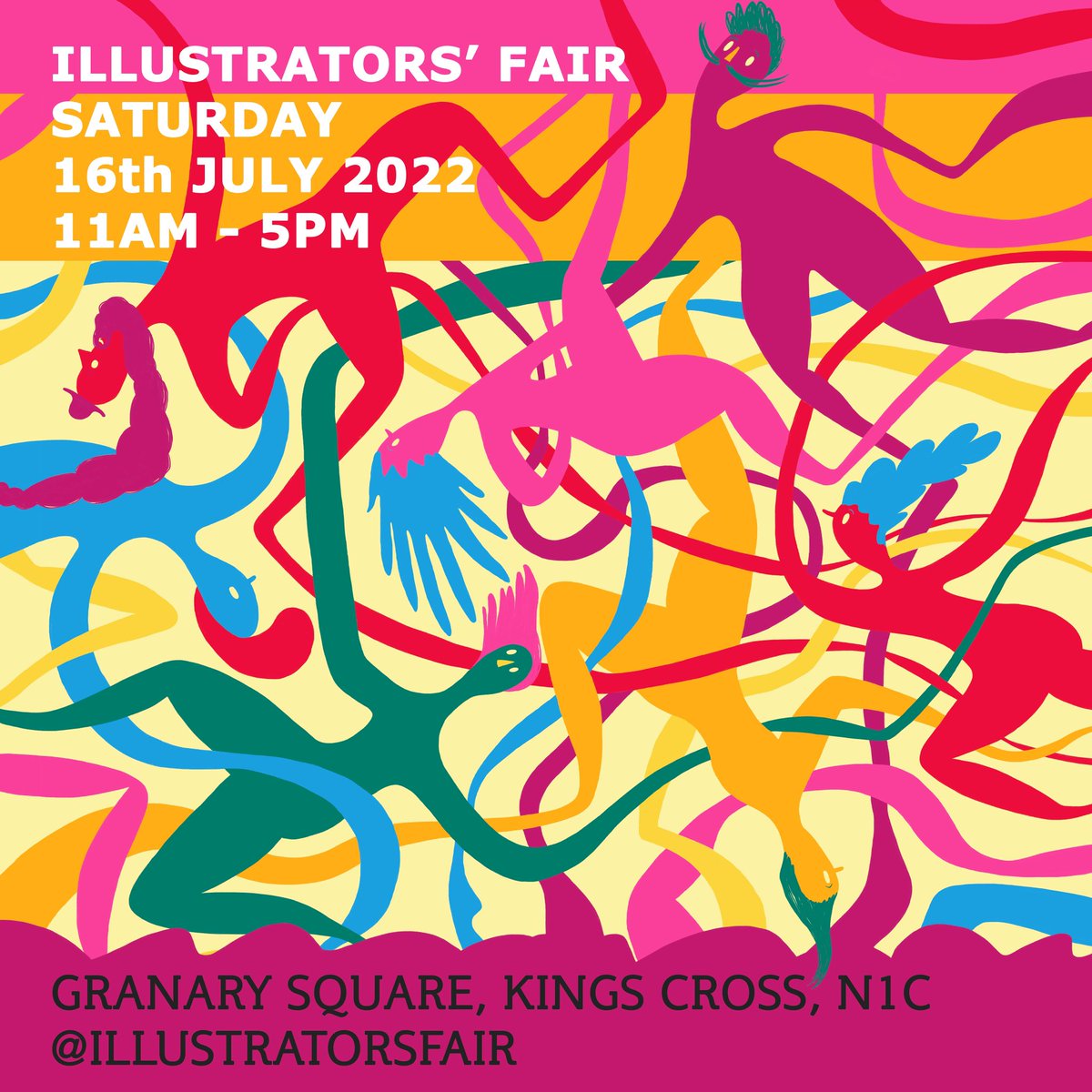 Delighted to be at this years illustrators fair. I’ll have with me my signed Giclee prints, cards, post cards and wrapping paper. Here is my flyer for the event 🙃 looking forward to meeting you all there! #festivalofflyers #illustratorsfair #illustratorsfair22 #kingscrossn1c