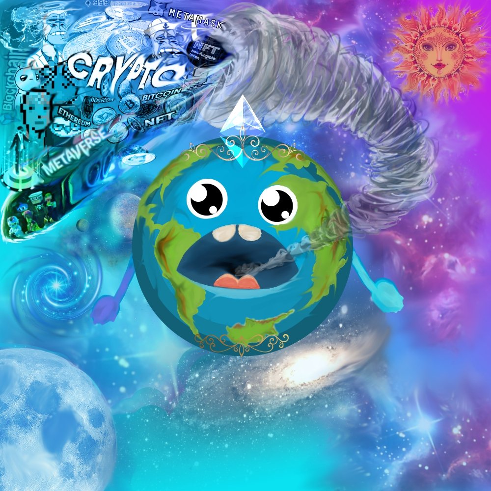 My 1# First NFT collection. 
Gaia from the 5Dimension  just discover the metaverse world and he want to learn more, Is verry hungry for new information!, he wants to know more!!, his memory is infinite!!!.. let's help him!