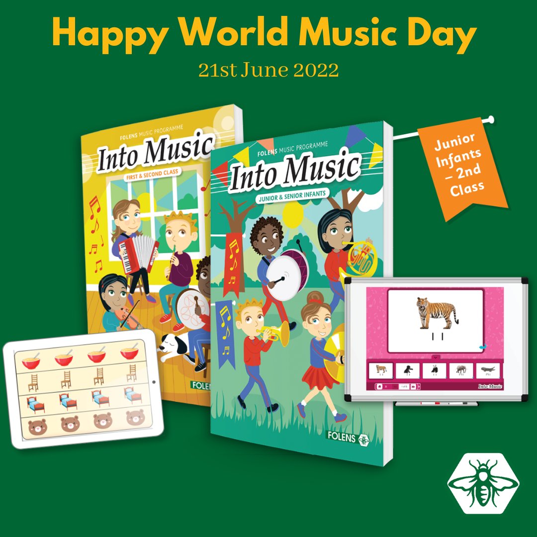 Happy World Music Day 🎵🎹🎻🎤

Take a look at our Into Music Programme.
We have a range of lesson plans, songs and activities from Junior Infants to 2nd Class that teachers can try with their class: bit.ly/3nncwuN

#WorldMusicDay #Folens #education