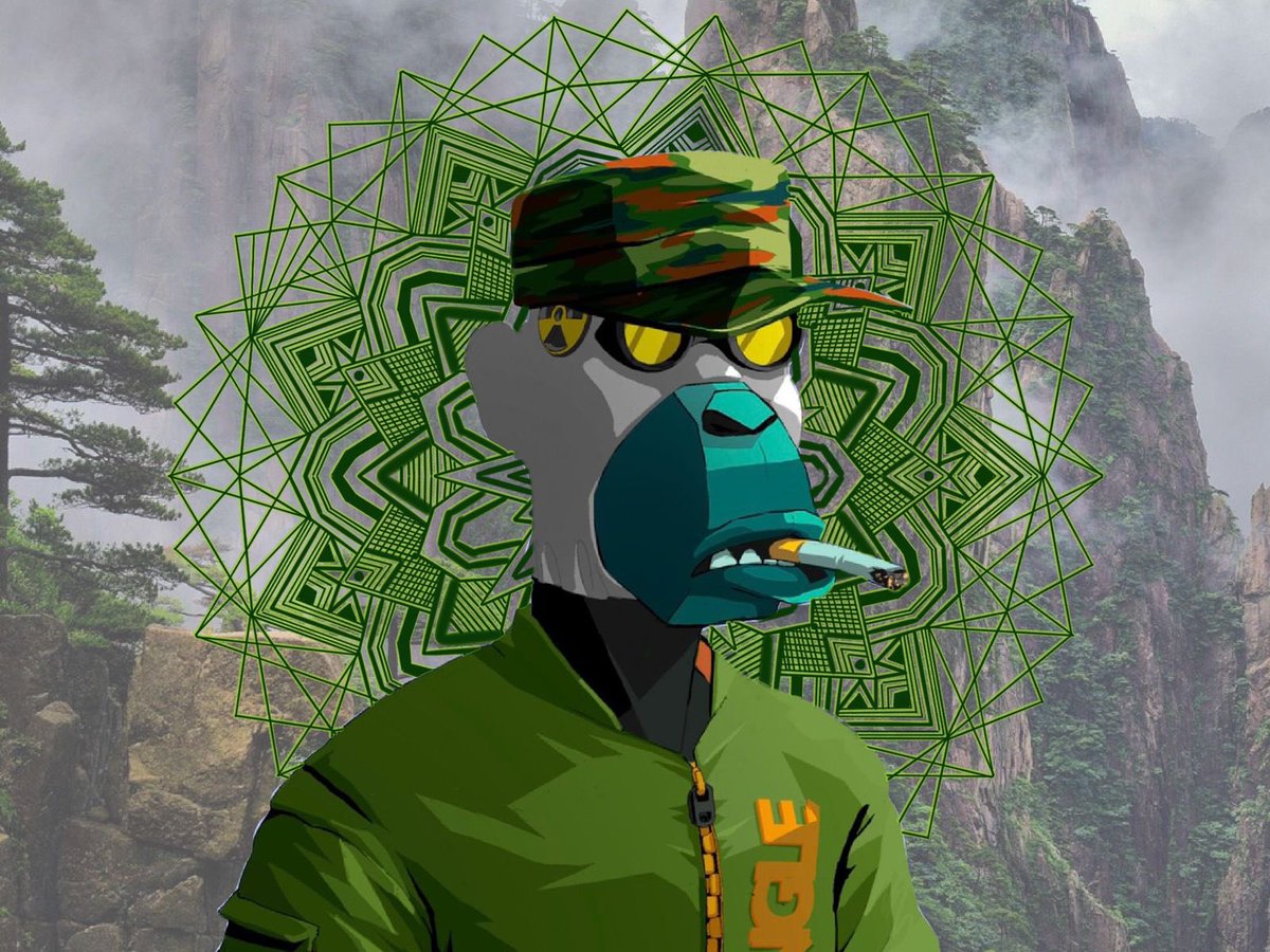 rishi_1910's tweet photo. Lent my talented NFT artist friend my primate and this is what she did! #JNGL Fam, follow her @Sakshi927 
@Primatesnft #PrimatesNFT #Primates https://t.co/UKG3QcruGv