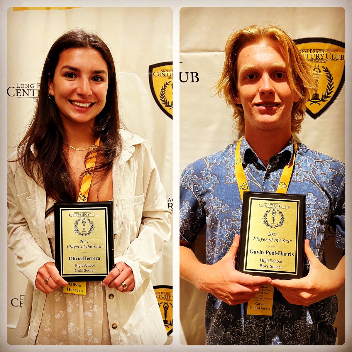 Congrats to Gavin Pool-Harris and Olivia Herrera for being awarded the 2022 Long Beach Player of the Year for Soccer by the LB Century Club and @the562org 🔥🔥🔥 We are excited to see these two returning goalkeepers in front of the net next year!