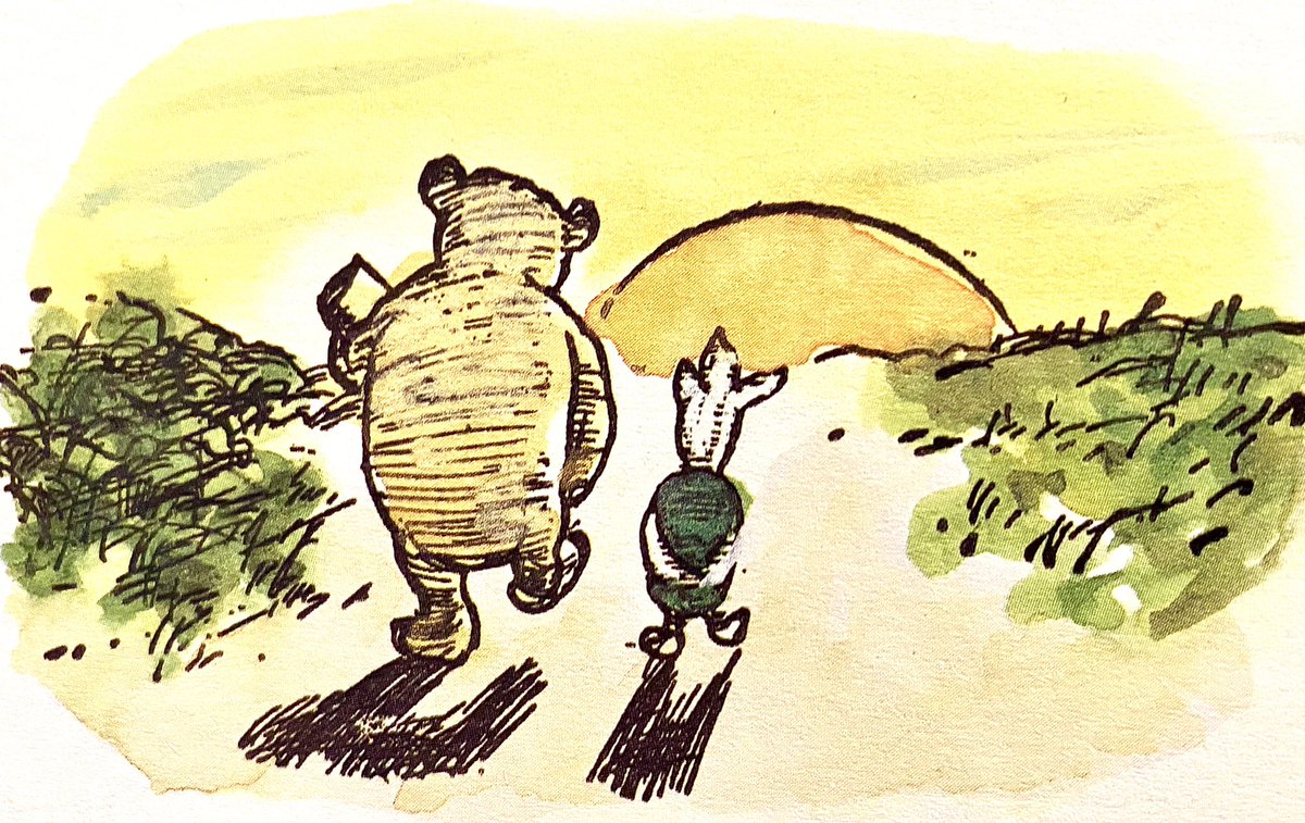 A_AMilne's tweet photo. Pooh and Piglet walked home thoughtfully together in the golden evening, and for a long time they were silent. ~A.A.Milne
#SummerSolstice2022 https://t.co/ryNqdqwE3a
