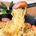 サッポロ一番で作る『悪魔の汁なしチーズみそラーメン』レシピ♪