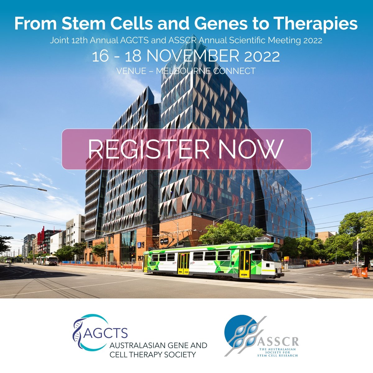 The Australasian Gene and Cell Therapy Society (@theagcts) on Twitter photo Come and hear about the latest ground breaking gene and cell therapy research in Australia. Meeting hosted by <a href="/theAGCTS/">The Australasian Gene and Cell Therapy Society</a> and <a href="/the_ASSCR/">Australasian Society for Stem Cell Research</a> in Melbourne. There's still time to submit an abstract, with prizes offered to support early career researchers. Come and hear about the latest ground breaking gene and cell therapy research in Australia. Meeting hosted by <a href="/theAGCTS/">The Australasian Gene and Cell Therapy Society</a> and <a href="/the_ASSCR/">Australasian Society for Stem Cell Research</a> in Melbourne. There's still time to submit an abstract, with prizes offered to support early career researchers.
