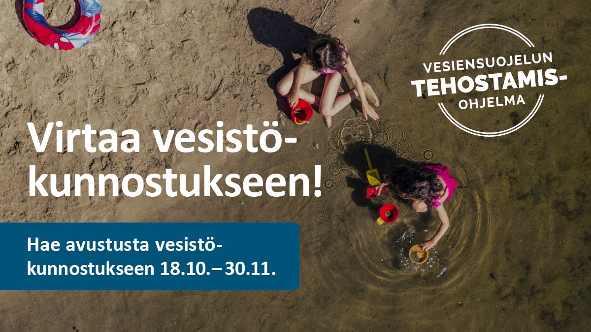 Kalenterit esiin! 🗓 

Vesistökunnostushankkeiden haku on auki 18.10.–30.11.

Hyväkuntoiset vesistöt luovat monenlaista hyvää ympärilleen. Ne ovat tärkeitä asukkaille, luonnon monimuotoisuudelle ja ympäröivän alueen taloudelle. 

Lue lisää: ym.fi/virtaavesienho… 

#vedenvuoro