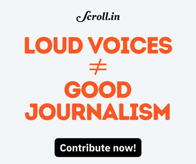 scroll_in's tweet photo. India needs independent journalists. Journalism needs you.
Contribute to the #ScrollReportingFund: https://t.co/ugkYiHZRUa https://t.co/IdBEXlECfP