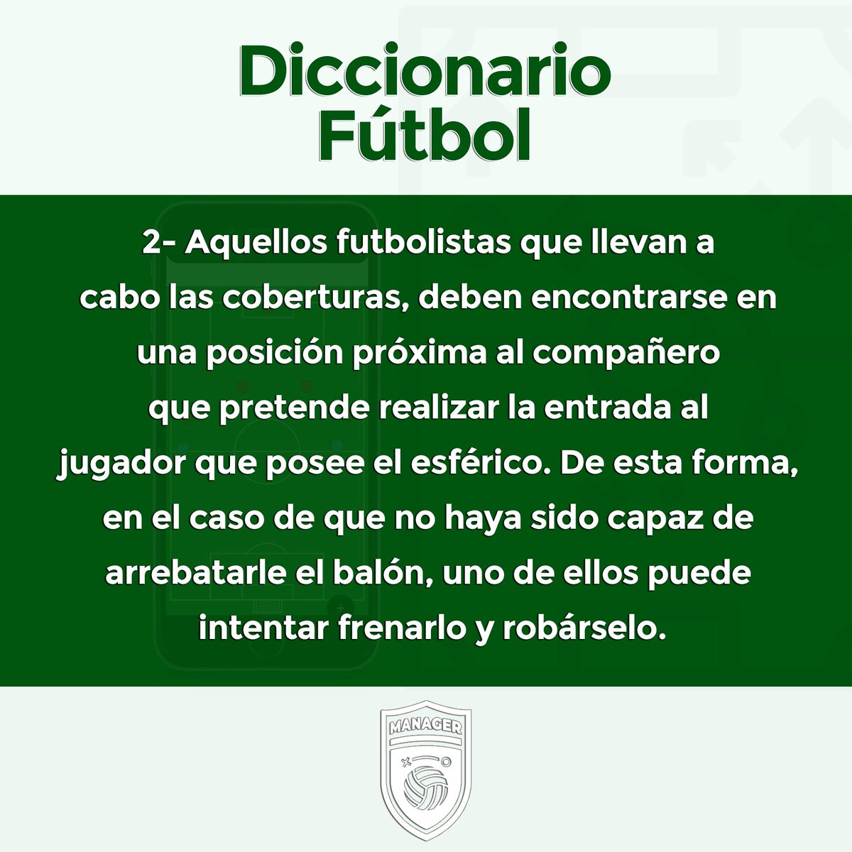 GolManager's tweet photo. ¿Qué son las COBERTURAS en el fútbol?⚽️🔥
En Gol Manager repasamos la definición e intención de esta palabra… ¡Descarga nuestra APP!🙌🏻
#appfutbol #fútbolsesión #futbolespañol #scoutingfutbol #tacticafutbol #liberos #centrales #coachfutbol #dT #dtfutbol #coberturas https://t.co/trnxRFGmzK