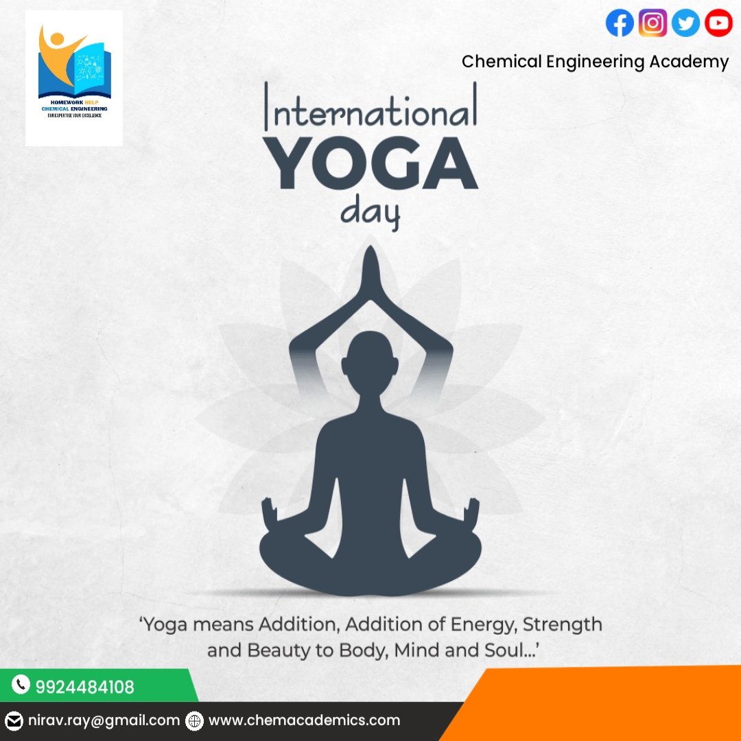 International Yoga Day.
Yoga is a powerful natural state that can inspire you in many ways.
#InternationalYogaDay2022 #psuexam #chemicalengineering #assignmentsupport #onlinecoaching #exampreparation #gateexam #onlinetutoring #assignmentassistance