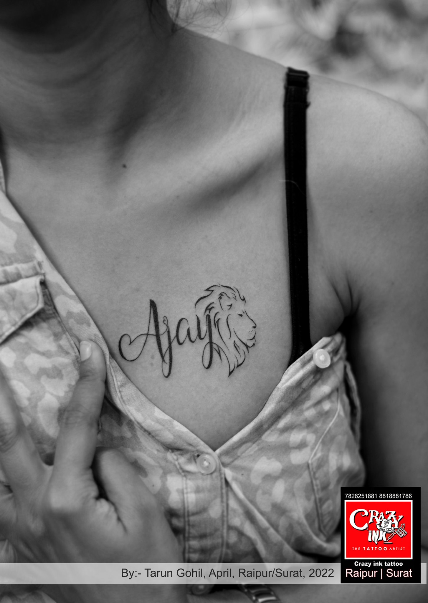 Boundless Affection: Ajay Name Tattoo with Heartbeat Rhythm at Tushar  Singh's Tattoo Studio