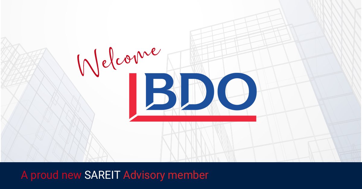 SA_REIT's tweet photo. Welcome to our new advisory member, @BDO_SA
#BDOSouthAfrica aims to inform progressive thinking and develop practical solutions for the SA REIT sector to thrive. Be part of the impact and register here https://t.co/dxiLQablwR #SAREIT #AdvisoryMember https://t.co/V30ZbvsFWt