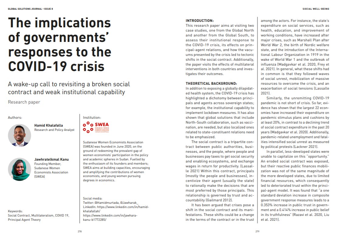 glob_solutions's tweet photo. How did the governments of Global South and Global North respond to the Covid-19 crisis? @HamidMurtada and @Jawharak_ @SWEA_Sudan present two case studies in the new #GSJournal: https://t.co/2yl0OfJQYf https://t.co/jLGgihUjR1