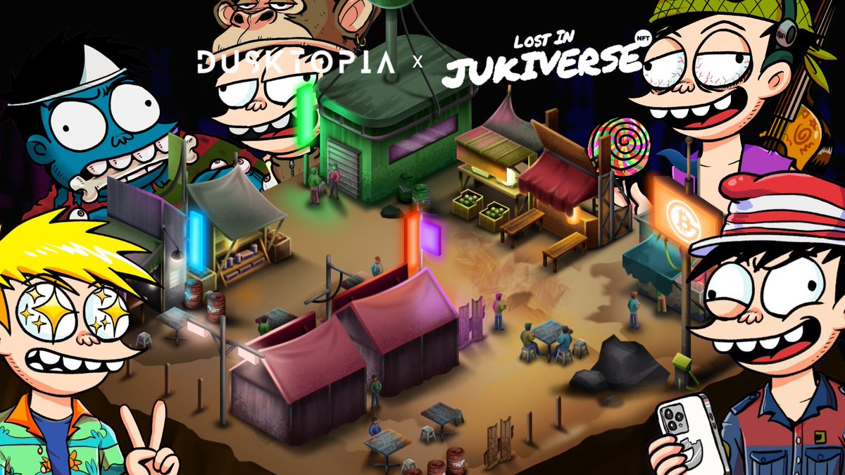 ✨ Jukiverse x Dusktopia 🌆 

We've partnered with Dusktopia, a P2E cyberpunk world-building game, to give away ...

🌒  2 x Dusktopia WL Spots

To Enter:
1⃣ Follow XXX &amp; <a href="/DusktopiaNFT/">DUSKTOPIA</a>
2⃣ Like + RT
3⃣ Tag 3 Friends

48h.