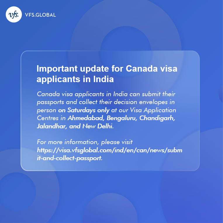 VFSGlobal's tweet photo. We have an important announcement for Canada visa applicants in India regarding walk-in services at our Visa Application Centres.

For more information, please visit https://t.co/yICDv72MjM. https://t.co/lsJNFX7tyx