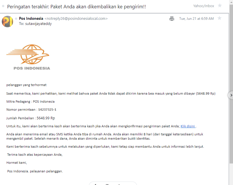tedkartel's tweet photo. Sepertinya phising oleh pihak yg tidak bertanggung jawab,  mengaku dari @PosIndonesia #waspada https://t.co/JwCvbBV0Y7
