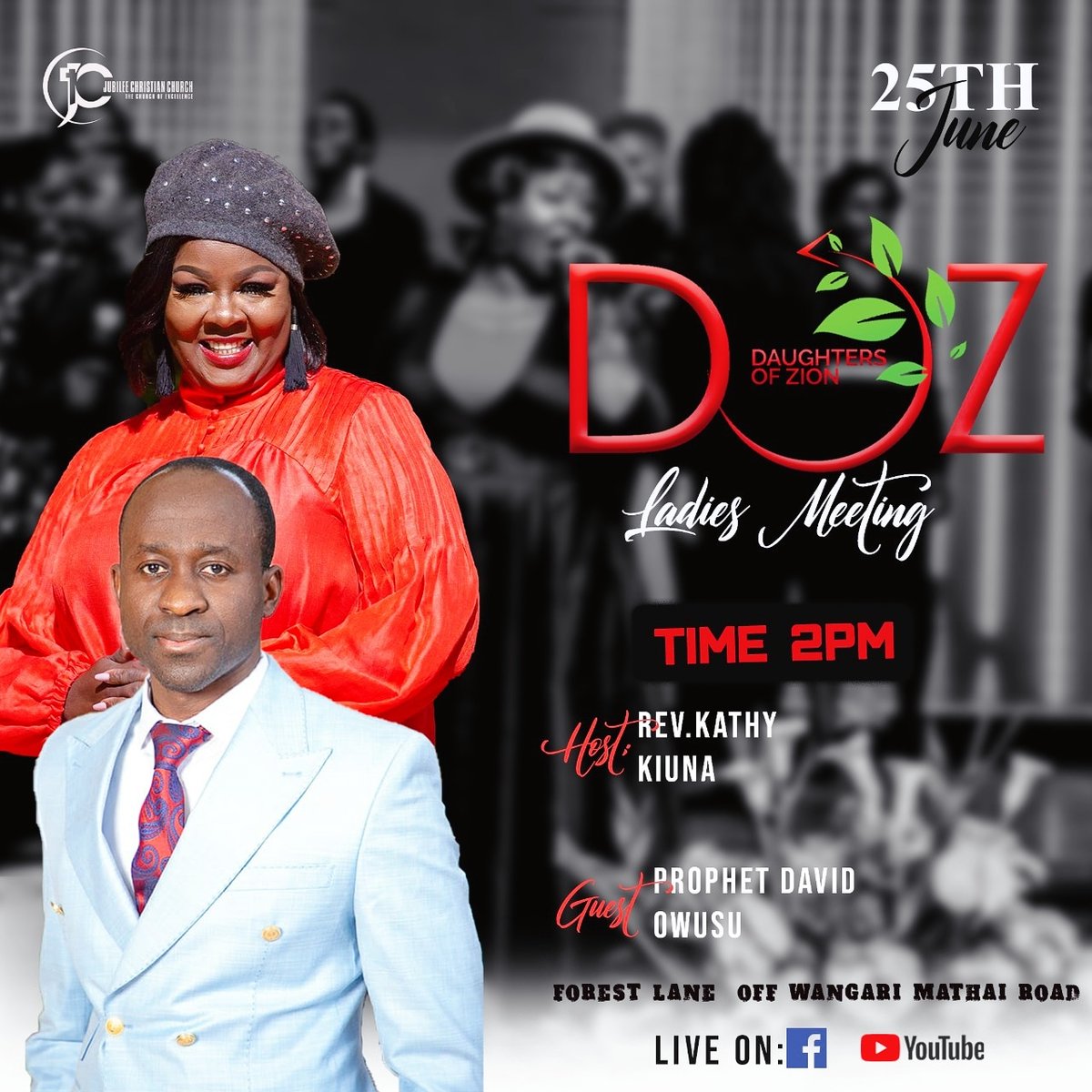 JccKenya's tweet photo. We're excited and looking forward to hosting the man of God .@DKWUSU from this Saturday.  Ladies, all roads lead to #DOZPropheticService hosted by our beautiful mama .@revkathykiuna . Entry is free!! https://t.co/3NUGi99HZ2