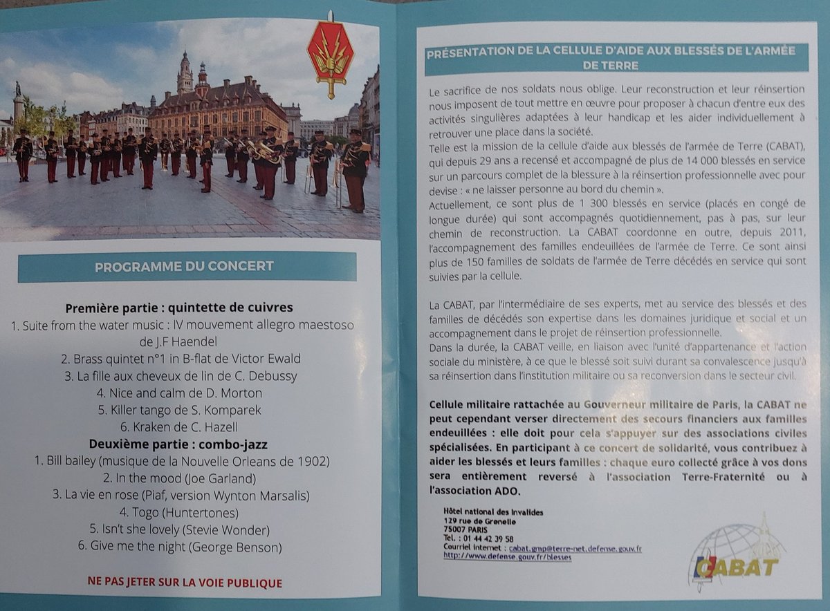 ANOPEX1's tweet image. Magnifique concert de solidarité #AvecNosBlessés  organisé par le @Commandement_FT à l&apos;Université Catholique de Lille avec la Musique de l&apos;Infanterie de l&apos;@armeedeterre auquel @J2PDEF président de l&apos;#ANOPEX a eu l&apos;honneur de participer.