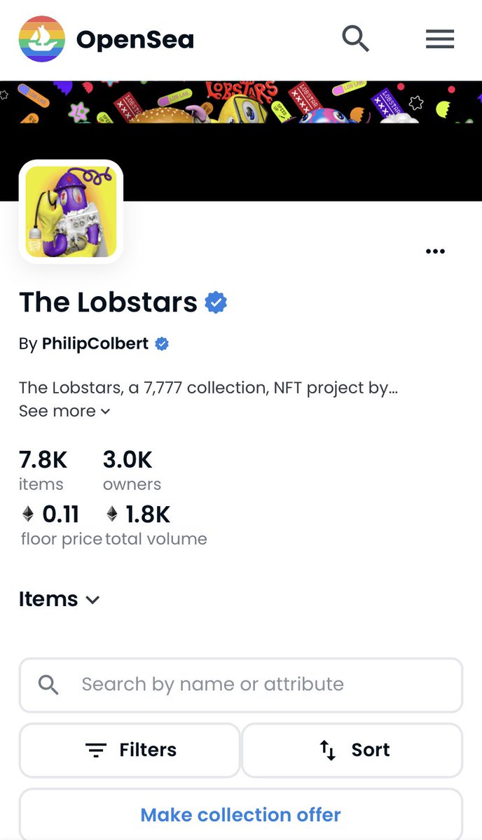 I remember the days where we counted on Discord how many were being sold below 0.1. Now we are at 0.11 WITHOUT HYPE OR INFLUENCER BOOST, just pure, authentic, organic love. ❤️🦞⭐️❤️ So proud of my <a href="/philipcolbert/"></a> <a href="/thelobstars/">The Lobstars</a> family.