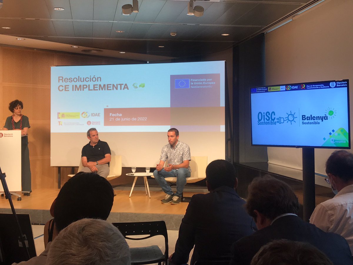 Batec_coop's tweet photo. Avui hem estat a la presentació de la resolució #CEImplementa de @IDAEenergia @j_groizard que ha finançat 45 projectes, 10 a Catalunya i entre aquests la @cebordeta i d'altres com @Balenya_Soste
Seguim treballant amb projectes transformadors i sumant suports ⚡️ https://t.co/kK76vM4VcP