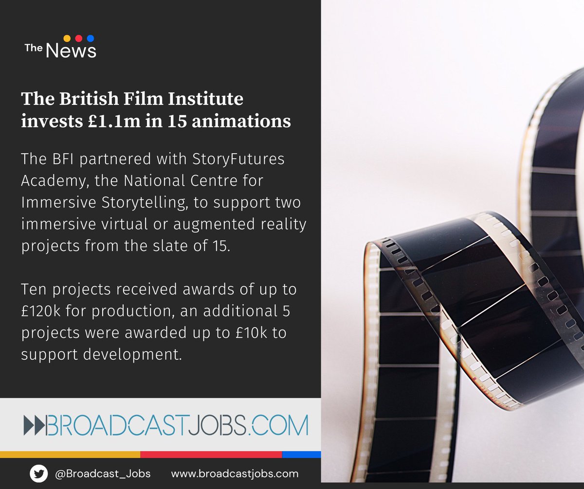 The British Film Institute invests £1.1m in 15 animations

↪️ televisual.com/news/bfi-inves…

#broadcastnews #broadcastjobs #broadcasting #broadcast #radio