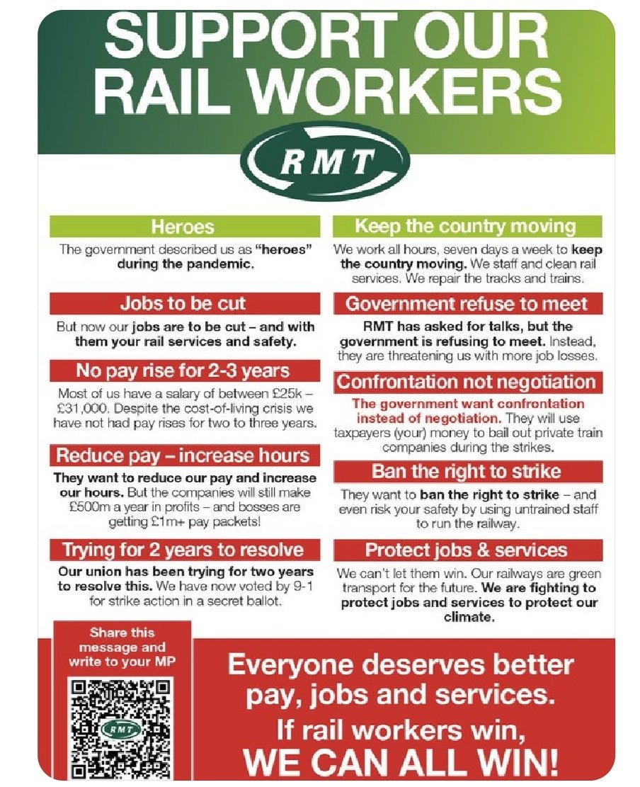 12 years of below inflation pay rises has brought us record use of foodbanks and a cost of living crisis. The Tory govt response is to urge further pay cuts. The RMT are right to fight back. Teachers, nurses, drivers, shop workers & others need to join the fight. #RailStrikes