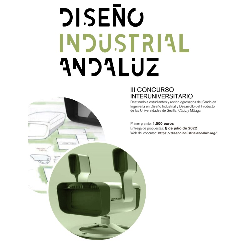 ¡Ya está aquí la 3ª edición del CONCURSO INTERUNIVERSITARIO DE DISEÑO INDUSTRIAL ANDALUZ!
No perdáis la oportunidad de participar en este concurso destinado a estudiantes en Ingeniería de Diseño Industrial y Desarrollo del Producto de las Universidades de Málaga, Cádiz y Sevilla.