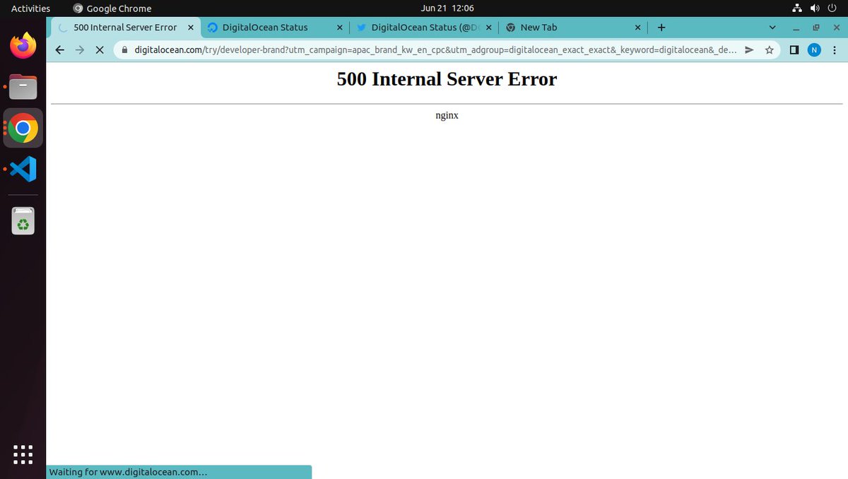 picshandler's tweet photo. @digitalocean the infrastructure is down 
Please resolve this https://t.co/E3CKQRhGZo