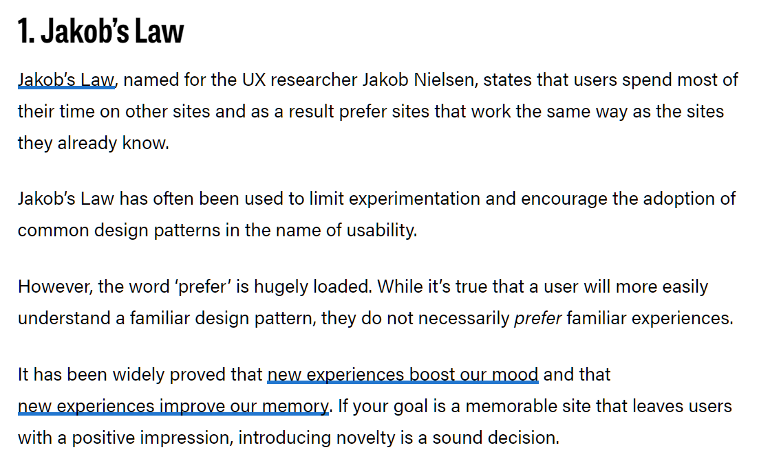#UX principles that you are probably getting wrong. A great post by Ben Moss. One of the most popular ones is Jakob's Law, which most people fall into the trap of when creating #uidesign